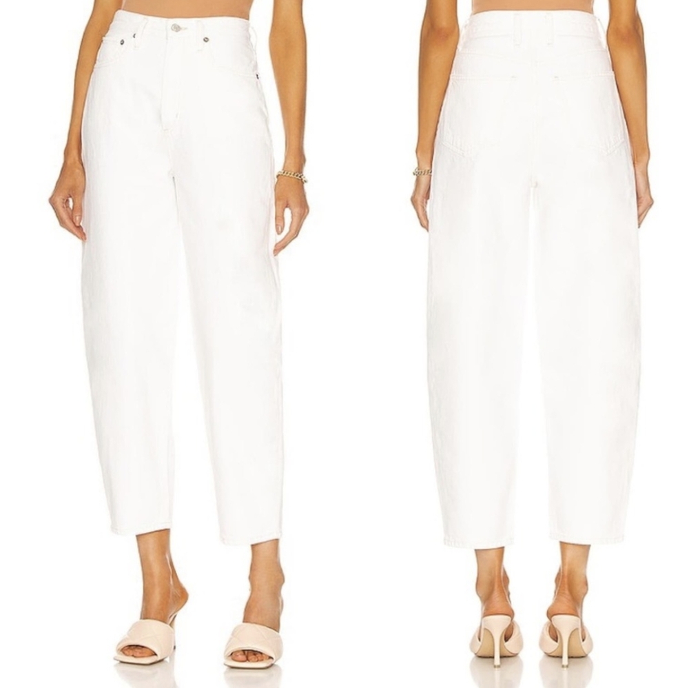 AGOLDE Balloon Jeans Curved Taper Leg Porcelain White 25 - Picture 3 of 13